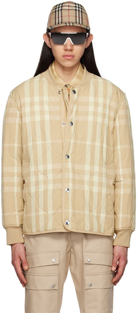 burberry check bomber jacket|burberry bomber jacket beige.